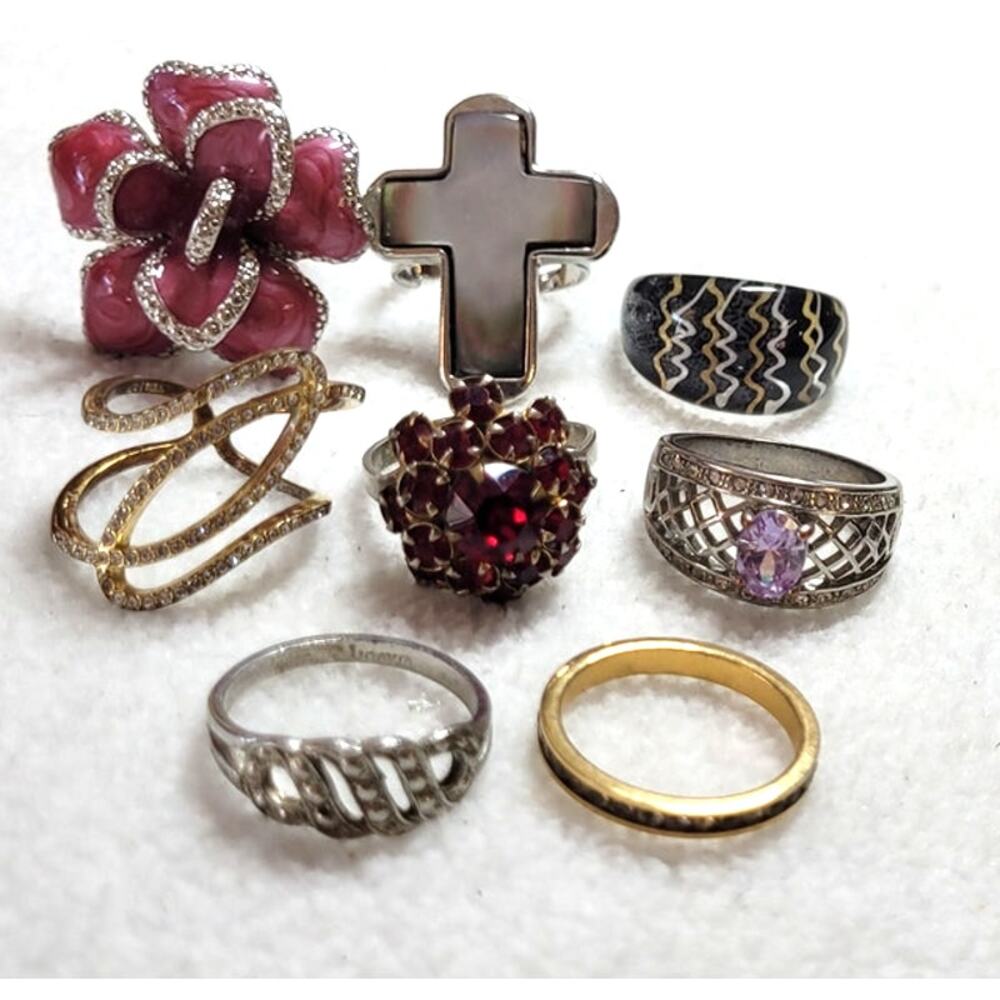 8 Pc Rings Lot Size 8.75 - 9.75 1 Avon Mixed Variety Statement Band Cocktail